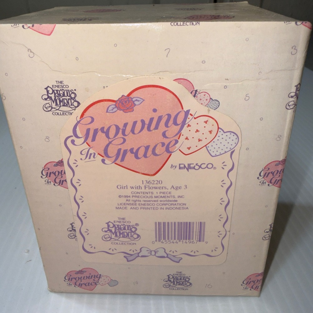 Precious Moments Figurine Growing in Grace Age 3 Girl 136220 Pink Excellent‎ Box